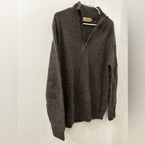 Rodd & Gunn Brown quarter  Zip-Up Sweater - wool / alpaca - mens large - leather